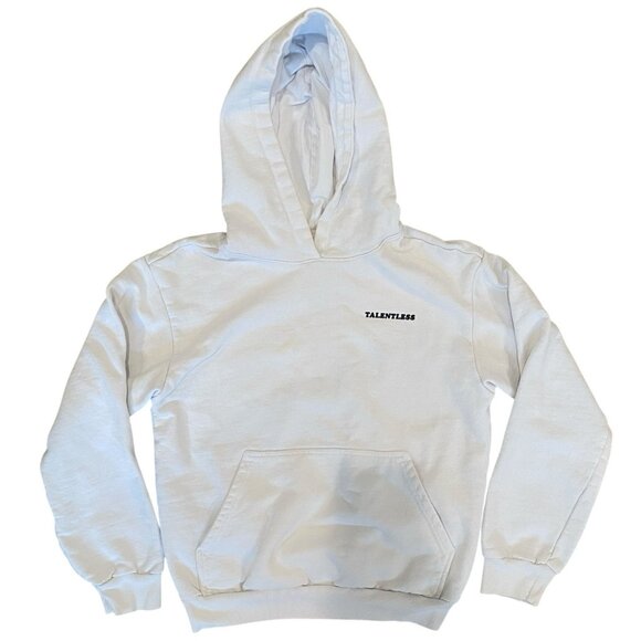 TALENTLESS White Please Wash Your Hands Hoodie Logo Graphic Sweatshirt SMALL - Picture 1 of 4